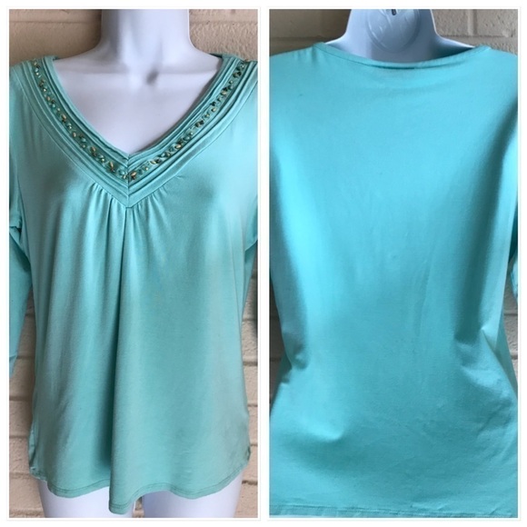 STYLE&CO Beaded Neckline Top - Picture 2 of 3